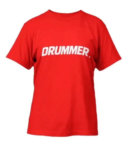 red_drummer_tshirt_white_logo